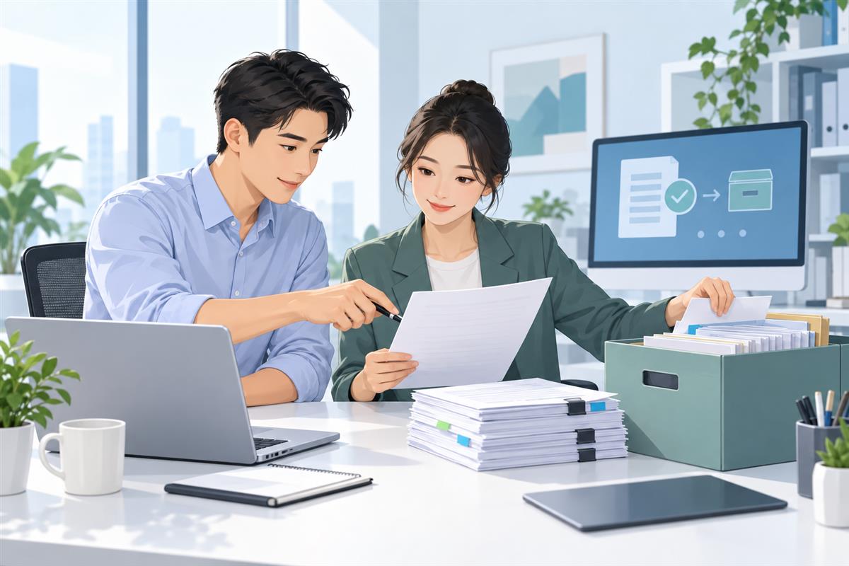确认有效文件并整理历史版本的协作示意图